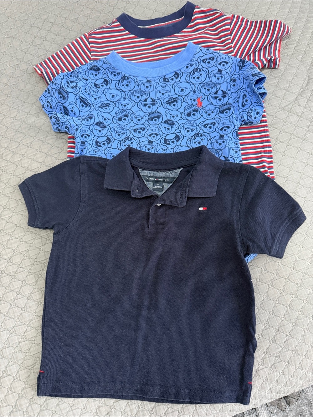 Tommy Hilfiger  Polo with Ralph Lauren Blue Bear Tee & Red-White Striped Tee